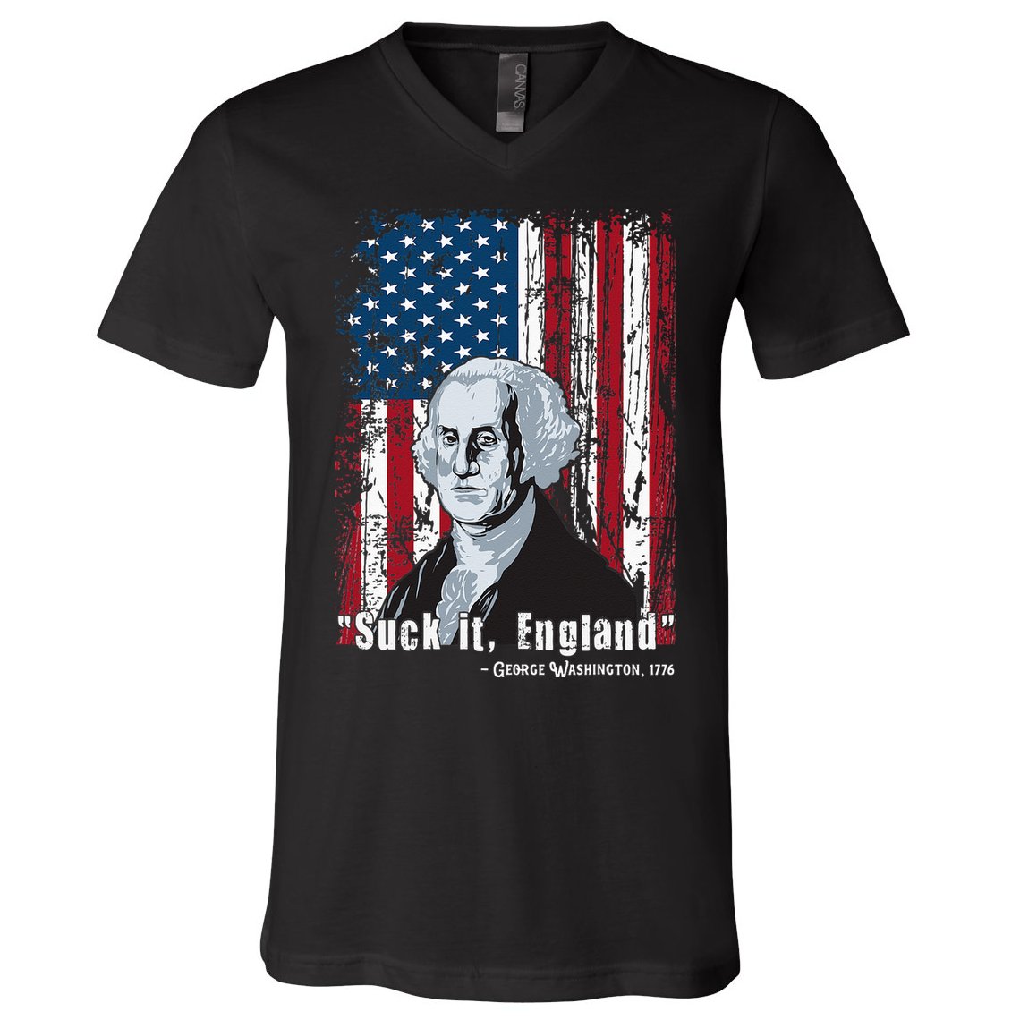 Suck It England Funny 4th Of July George Washington 1776 V-Neck T-Shirt