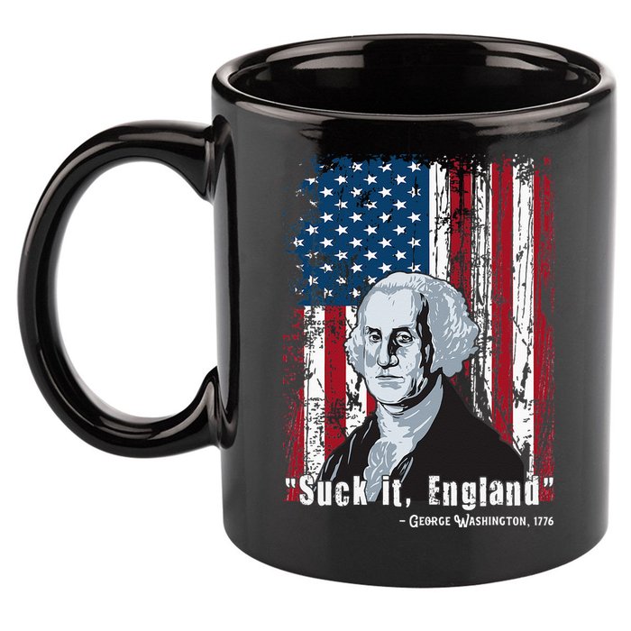 Suck It England Funny 4th Of July George Washington 1776 11oz C Handle Ceramic Mug
