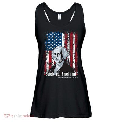 Suck It England Funny 4th Of July George Washington 1776 Ladies Essential Flowy Tank