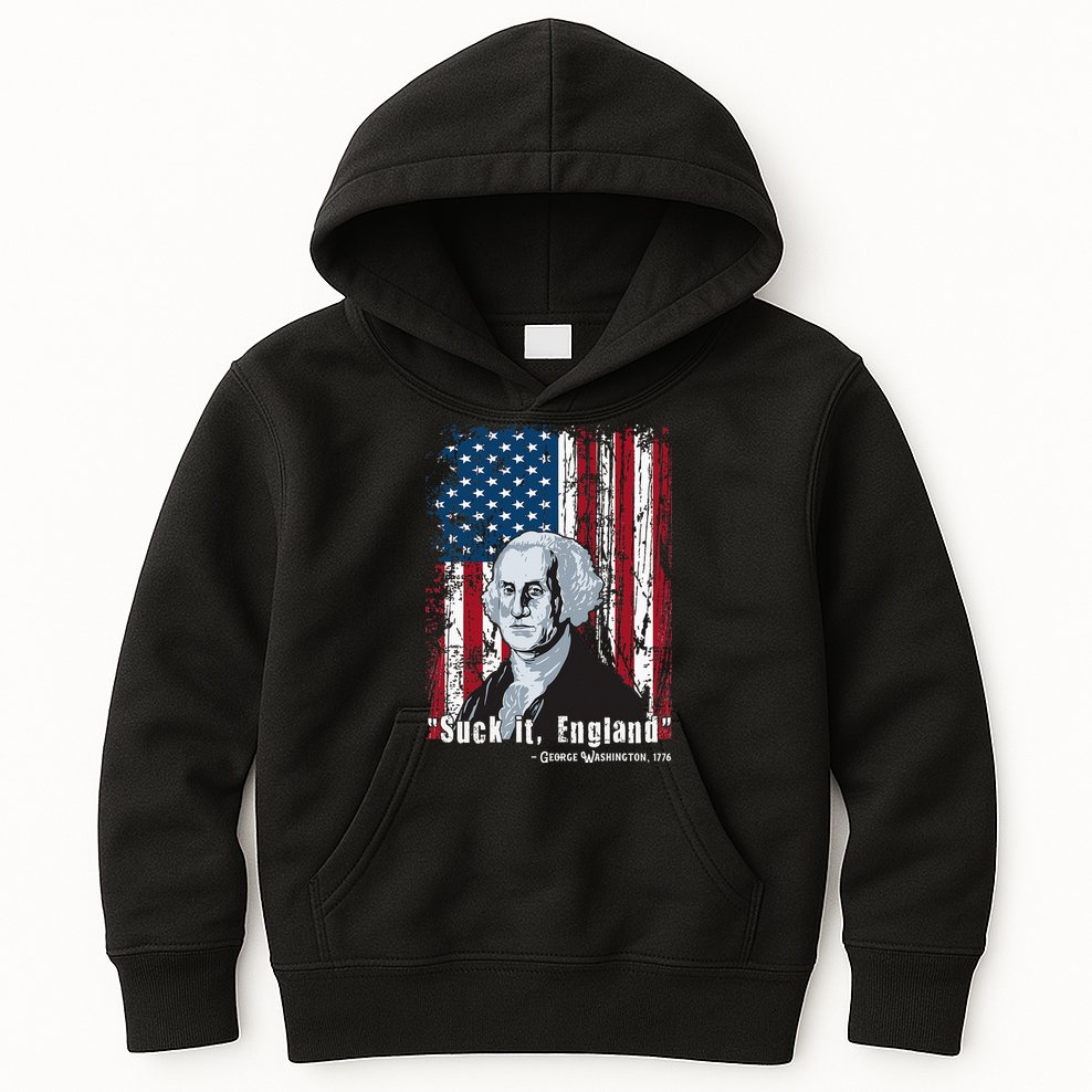 Suck It England Funny 4th Of July George Washington 1776 Kids Hoodie