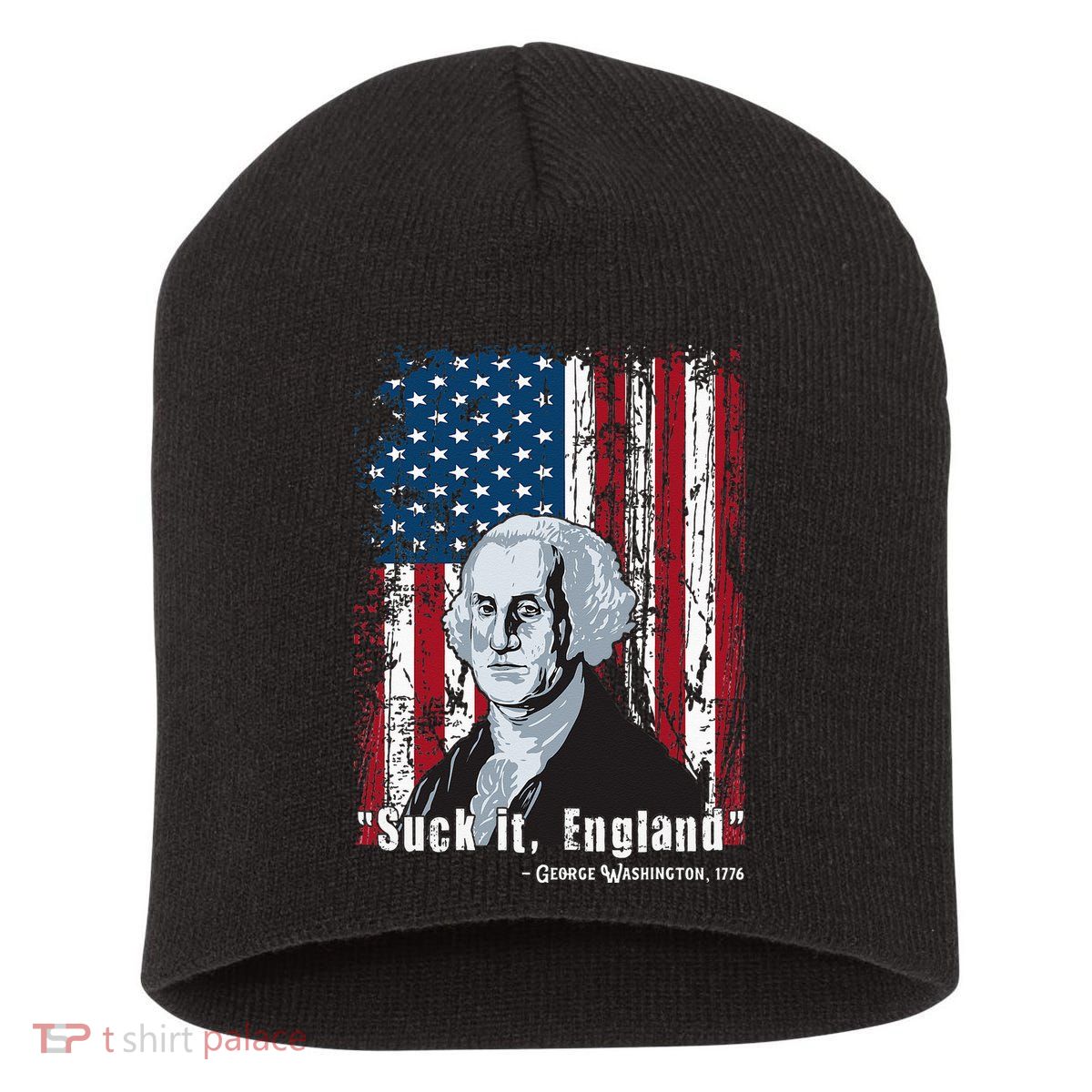 Suck It England Funny 4th Of July George Washington 1776 Short Acrylic Beanie