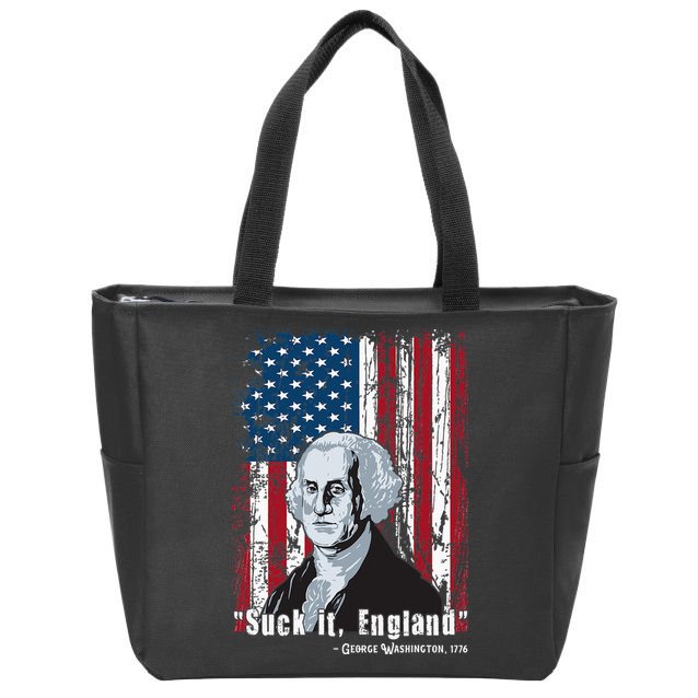 Suck It England Funny 4th Of July George Washington 1776 Zip Tote Bag