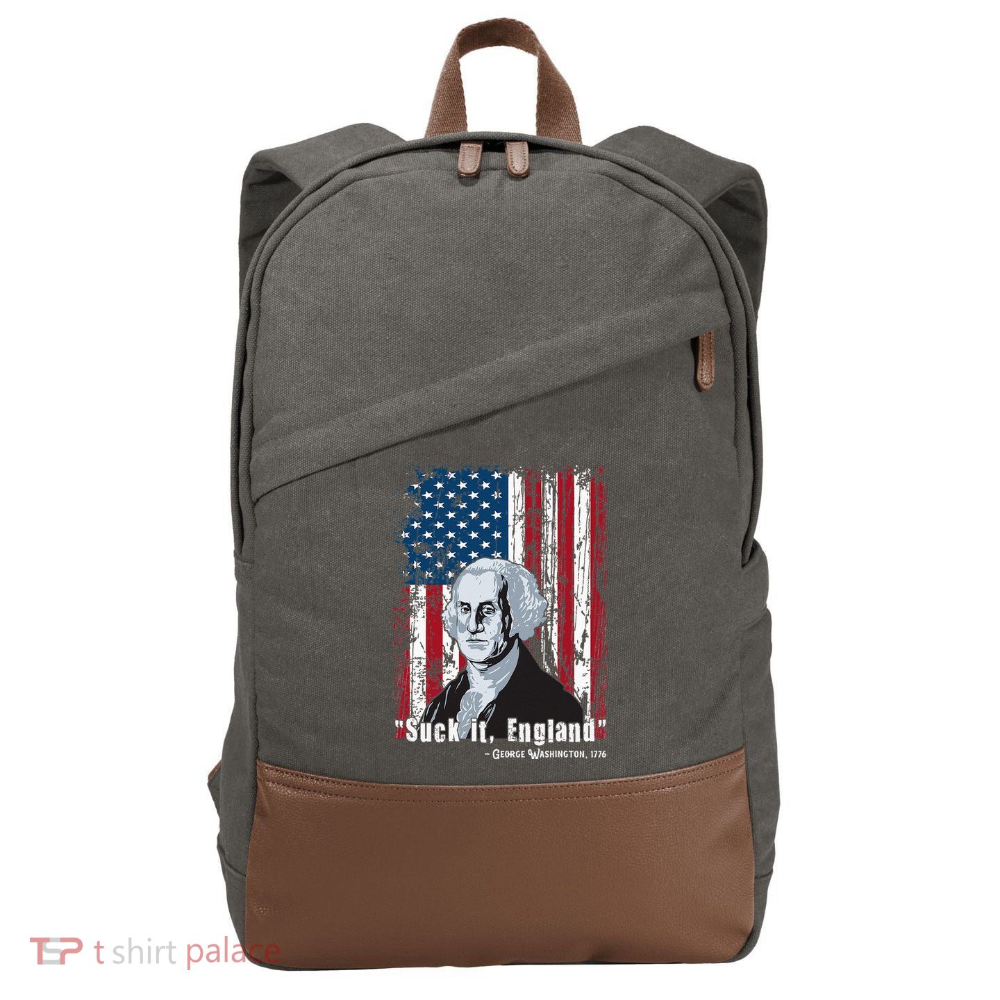 Suck It England Funny 4th Of July George Washington 1776 Cotton Canvas Backpack
