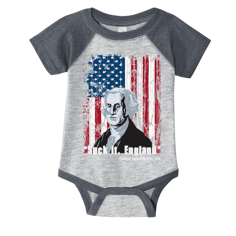 Suck It England Funny 4th Of July George Washington 1776 Infant Baby Jersey Bodysuit