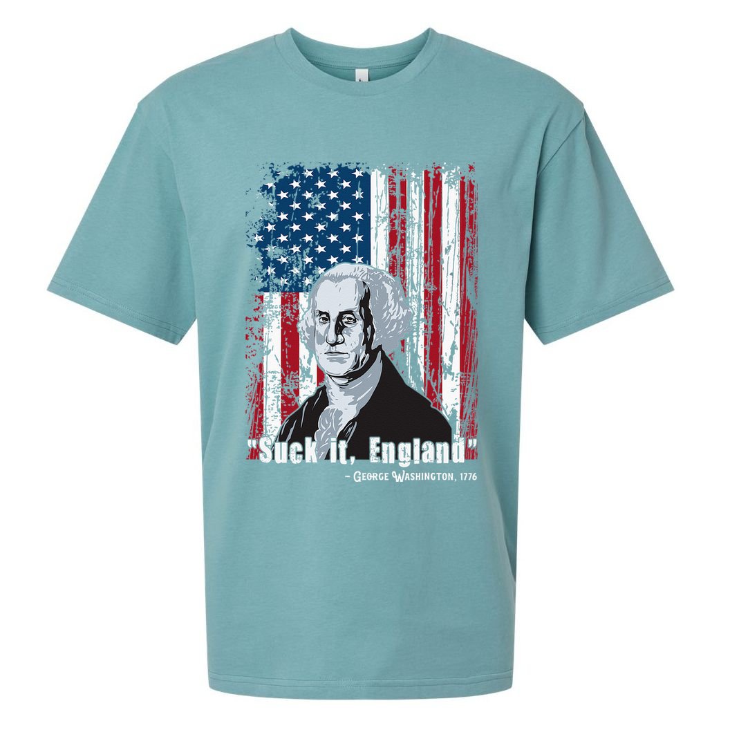 Suck It England Funny 4th Of July George Washington 1776 Sueded Cloud Jersey T-Shirt