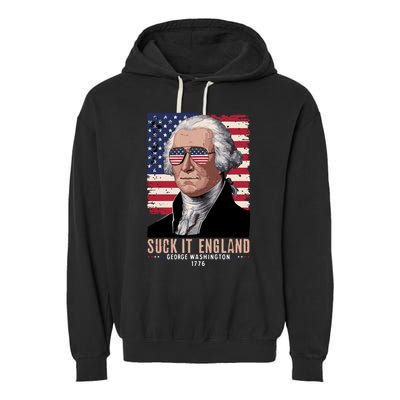 Suck It England 1776 George Washington Garment-Dyed Fleece Hoodie