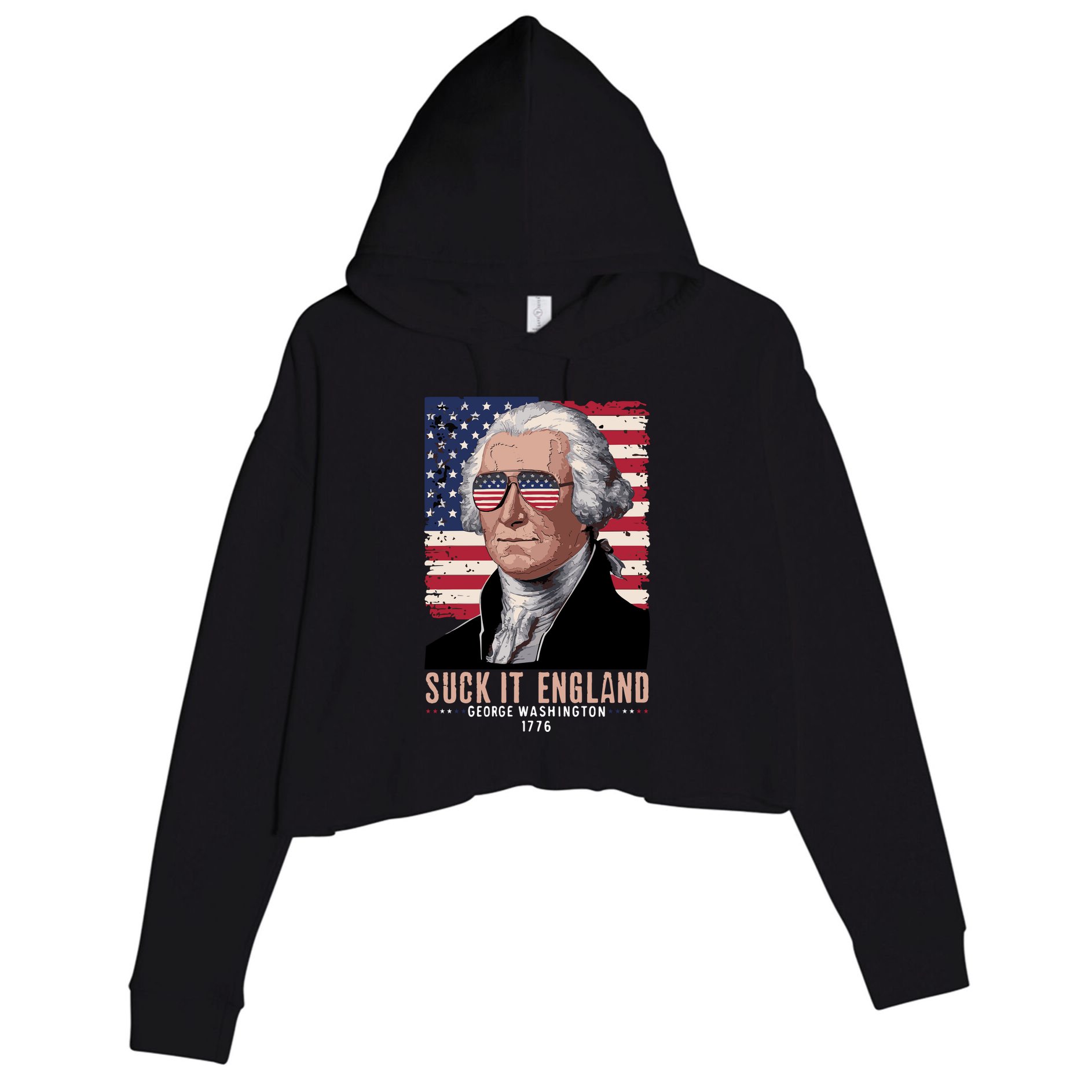 Suck It England 1776 George Washington Crop Fleece Hoodie