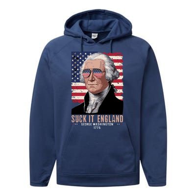 Suck It England 1776 George Washington Performance Fleece Hoodie