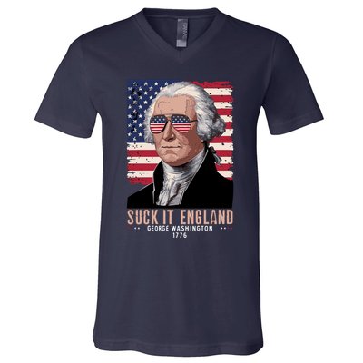 Suck It England 1776 George Washington V-Neck T-Shirt