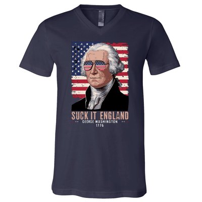 Suck It England 1776 George Washington V-Neck T-Shirt