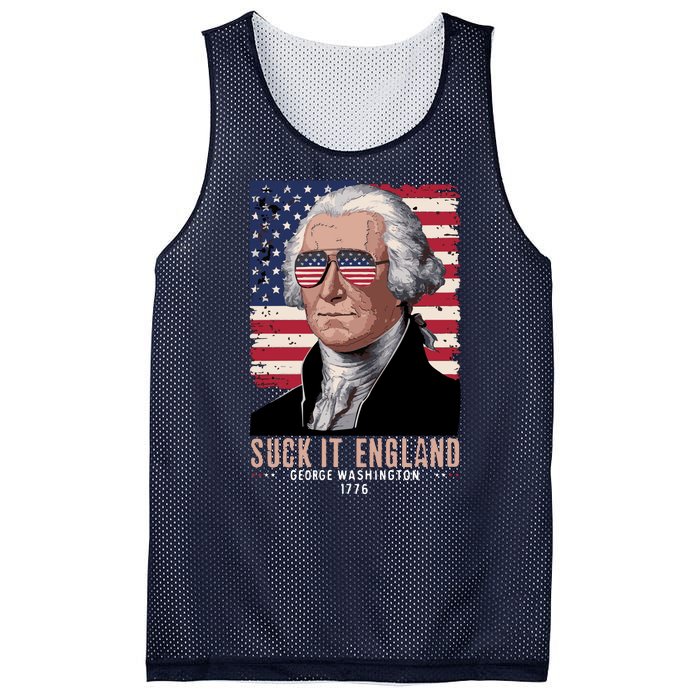 Suck It England 1776 George Washington Mesh Reversible Basketball Jersey Tank