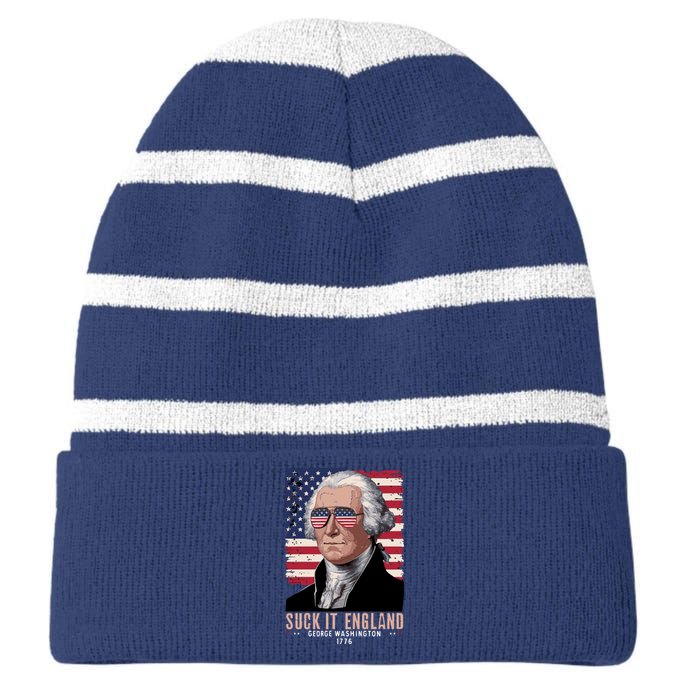 Suck It England 1776 George Washington Striped Beanie with Solid Band