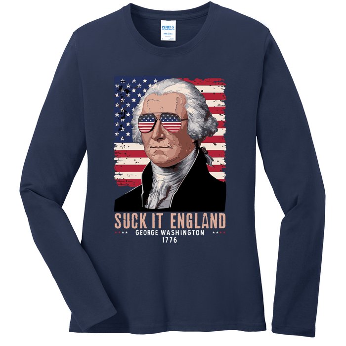 Suck It England 1776 George Washington Ladies Long Sleeve Shirt