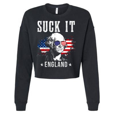 Suck It England Funny 4th Of July George Washington 1776 Cropped Pullover Crew
