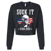 Suck It England Funny 4th Of July George Washington 1776 Cropped Pullover Crew