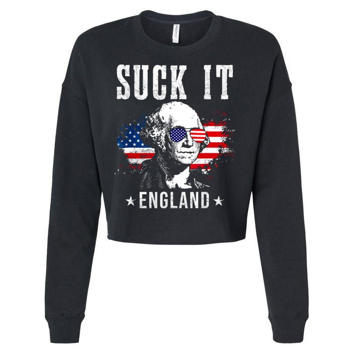 Suck It England Funny 4th Of July George Washington 1776 Cropped Pullover Crew