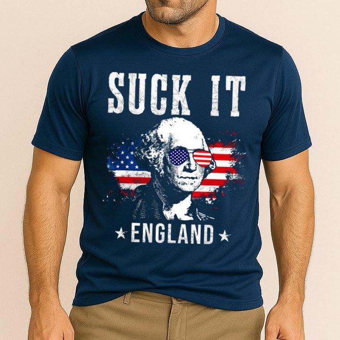 Suck It England Funny 4th Of July George Washington 1776 Cooling Performance Crew T-Shirt