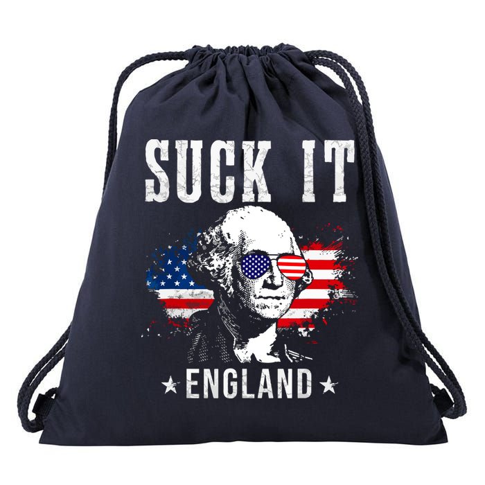 Suck It England Funny 4th Of July George Washington 1776 Drawstring Bag