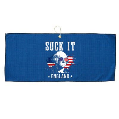 Suck It England Funny 4th Of July George Washington 1776 Large Microfiber Waffle Golf Towel