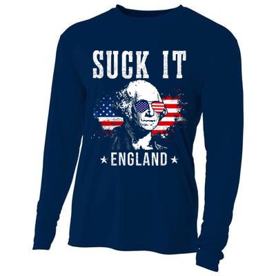 Suck It England Funny 4th Of July George Washington 1776 Cooling Performance Long Sleeve Crew