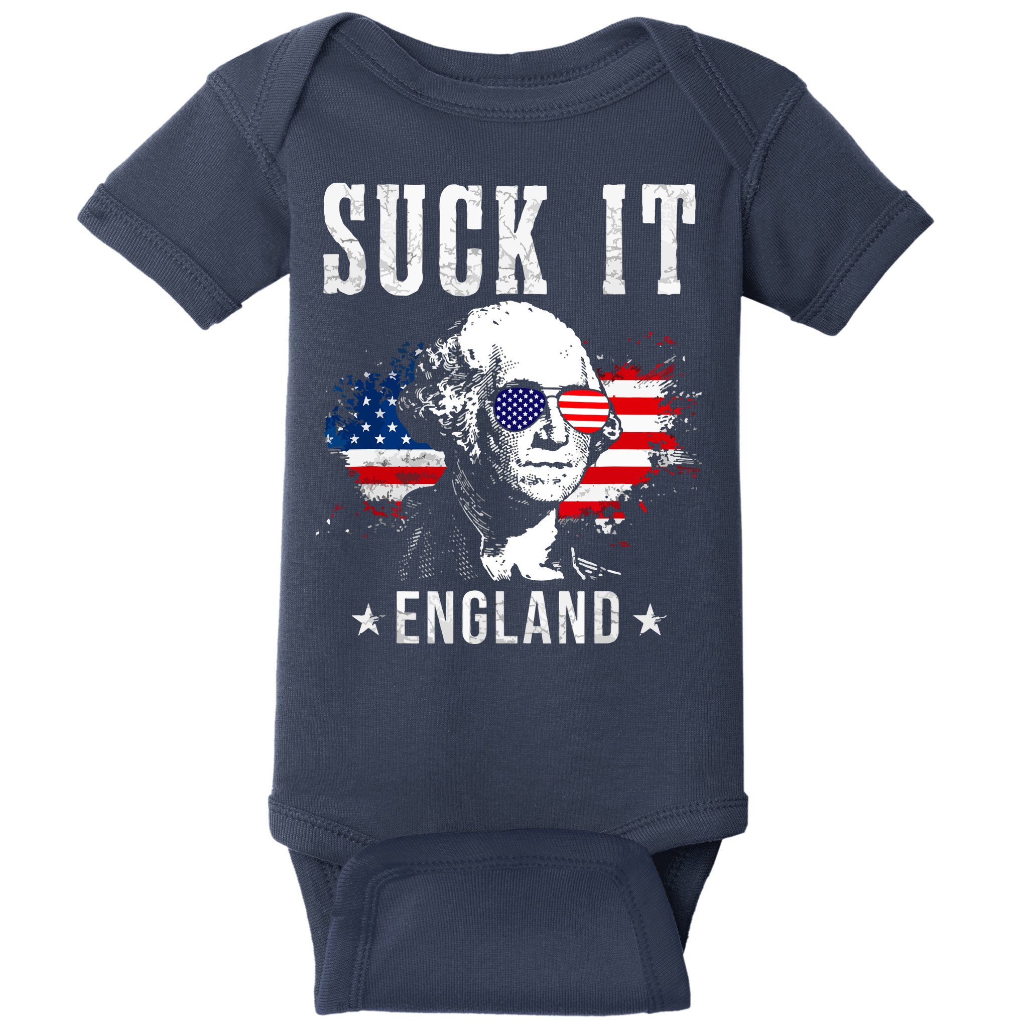 Suck It England Funny 4th Of July George Washington 1776 Baby Bodysuit