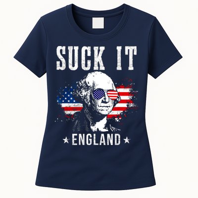 Suck It England Funny 4th Of July George Washington 1776 Womens T-Shirt