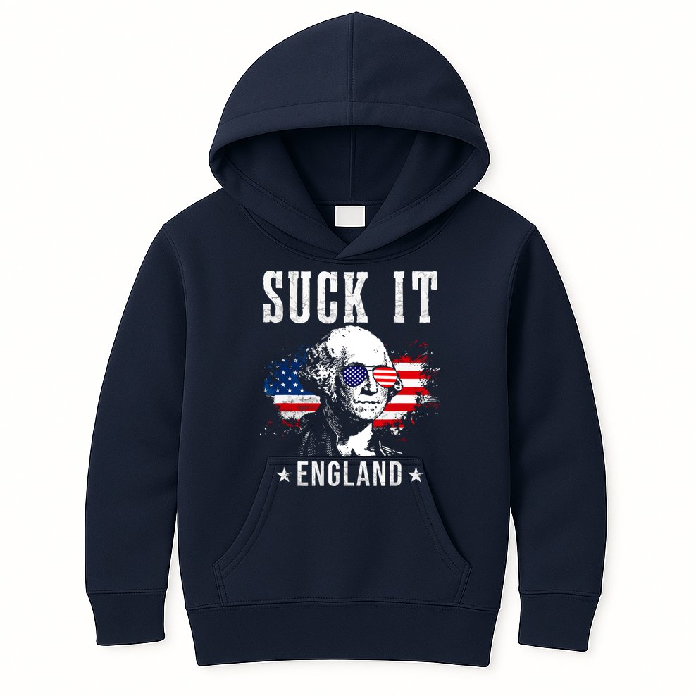 Suck It England Funny 4th Of July George Washington 1776 Kids Hoodie