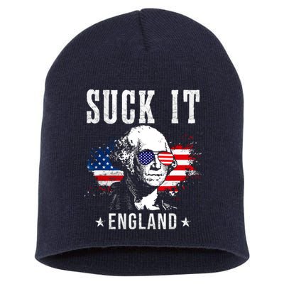 Suck It England Funny 4th Of July George Washington 1776 Short Acrylic Beanie