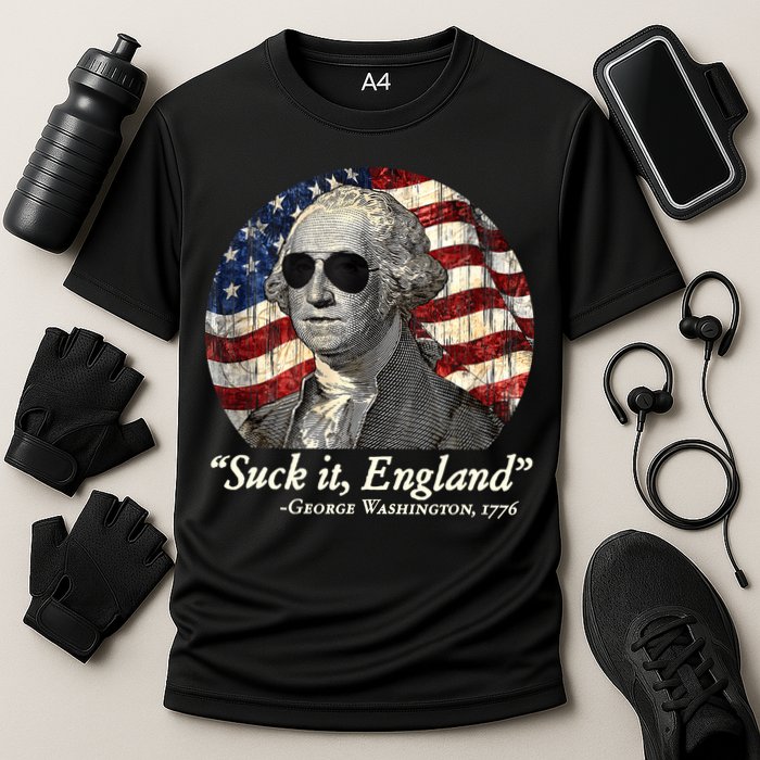 Suck It England Funny 4th Of July George Washington 1776 Cooling Performance Crew T-Shirt