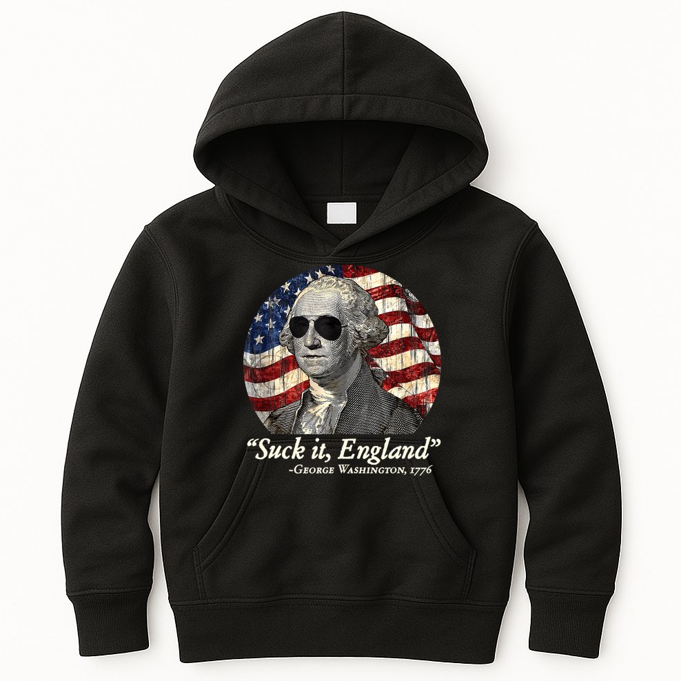 Suck It England Funny 4th Of July George Washington 1776 Kids Hoodie