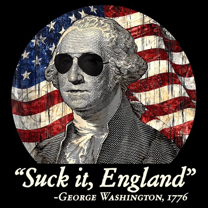 Suck It England Funny 4th Of July George Washington 1776 Short Acrylic Beanie