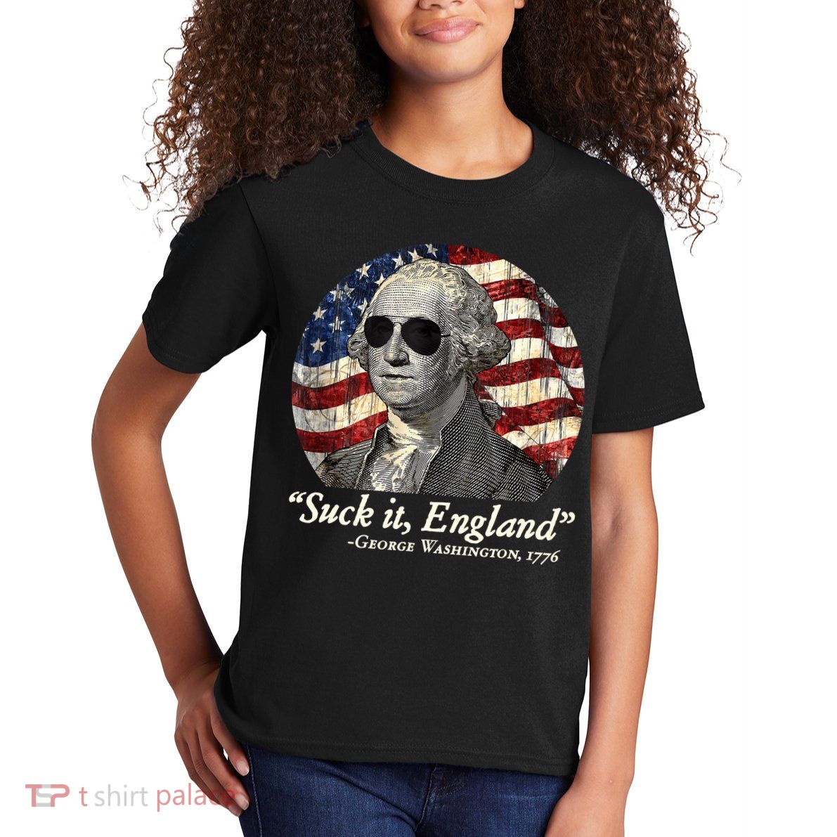 Suck It England Funny 4th Of July George Washington 1776 Kids T-Shirt