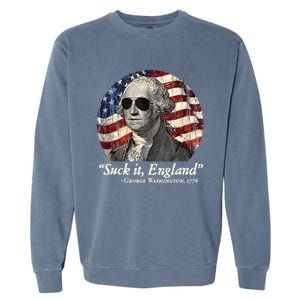 Suck It England Funny 4th Of July George Washington 1776 Garment-Dyed Sweatshirt