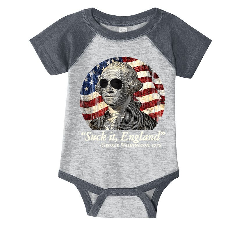 Suck It England Funny 4th Of July George Washington 1776 Infant Baby Jersey Bodysuit