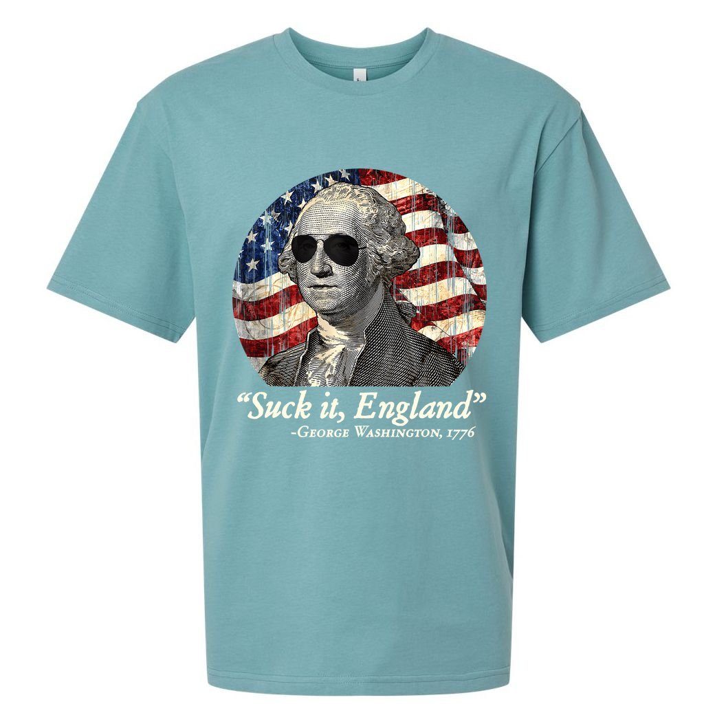 Suck It England Funny 4th Of July George Washington 1776 Sueded Cloud Jersey T-Shirt