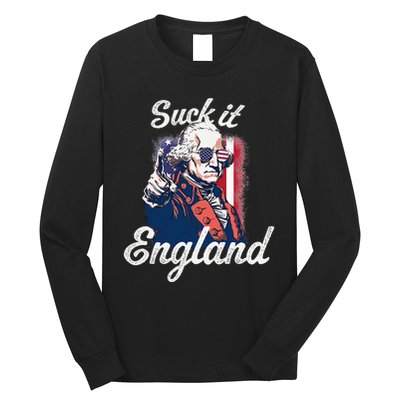 Suck It England Funny George Washington USA Flag 4th of July Long Sleeve Shirt