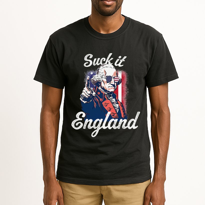 Suck It England Funny George Washington USA Flag 4th of July Tall T-Shirt