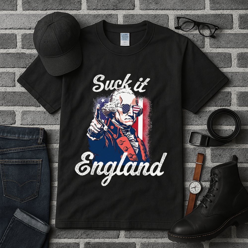 Suck It England Funny George Washington USA Flag 4th of July Tall T-Shirt