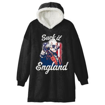Suck It England Funny George Washington USA Flag 4th of July Hooded Wearable Blanket