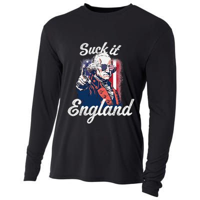 Suck It England Funny George Washington USA Flag 4th of July Cooling Performance Long Sleeve Crew