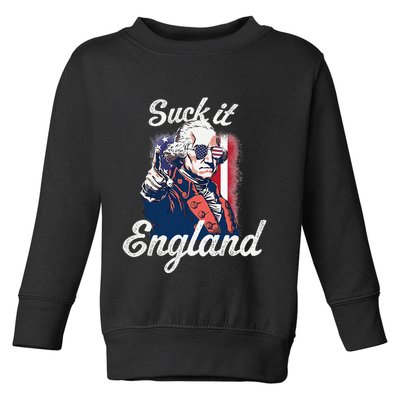 Suck It England Funny George Washington USA Flag 4th of July Toddler Sweatshirt