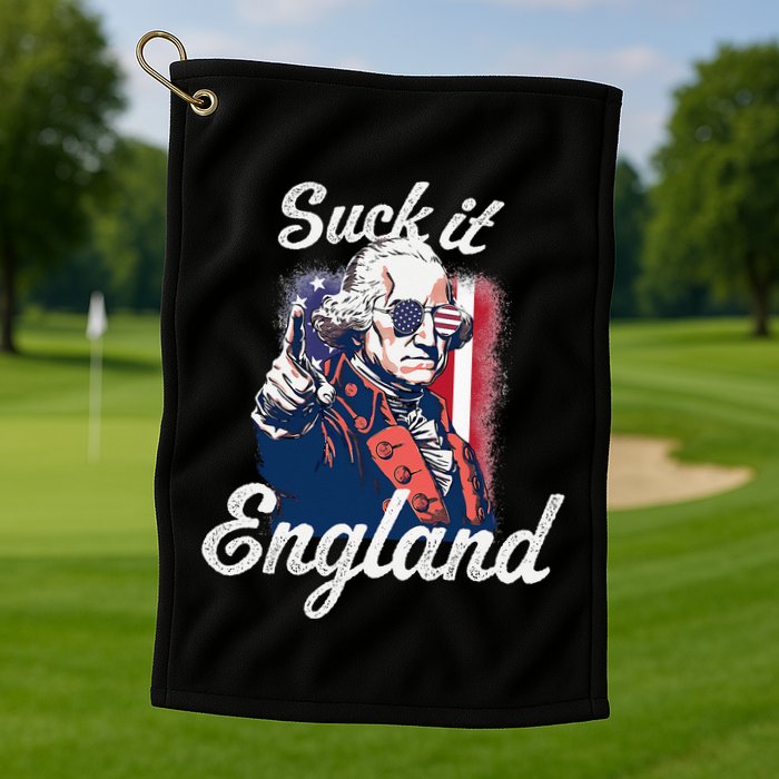 Suck It England Funny George Washington USA Flag 4th of July Golf Towel