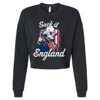Suck It England Funny George Washington USA Flag 4th of July Cropped Pullover Crew