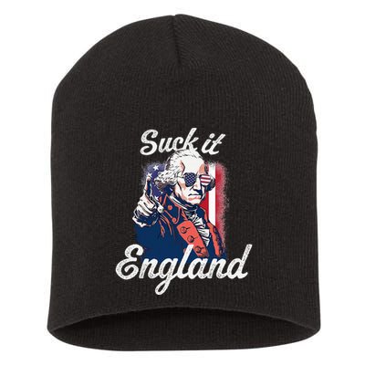 Suck It England Funny George Washington USA Flag 4th of July Short Acrylic Beanie