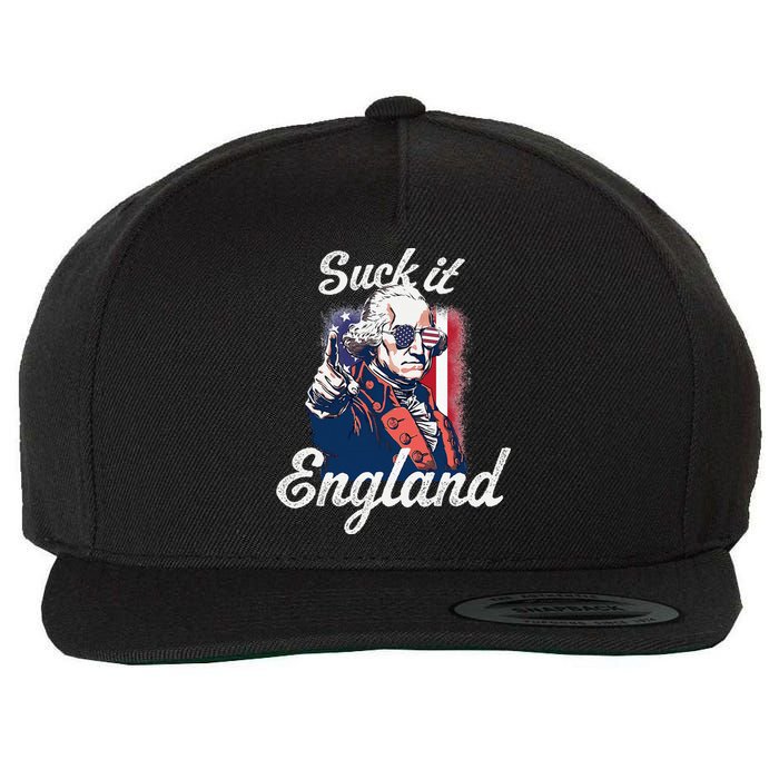 Suck It England Funny George Washington USA Flag 4th of July Wool Snapback Cap