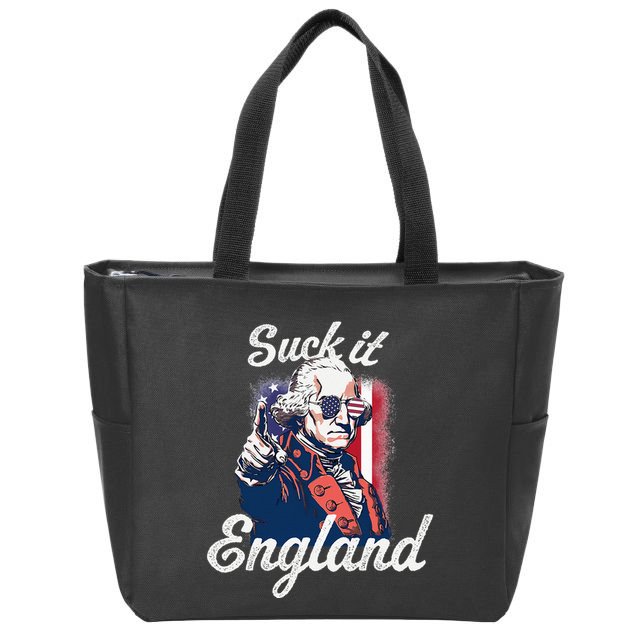 Suck It England Funny George Washington USA Flag 4th of July Zip Tote Bag