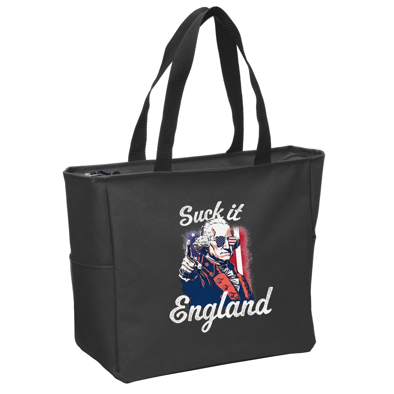 Suck It England Funny George Washington USA Flag 4th of July Zip Tote Bag