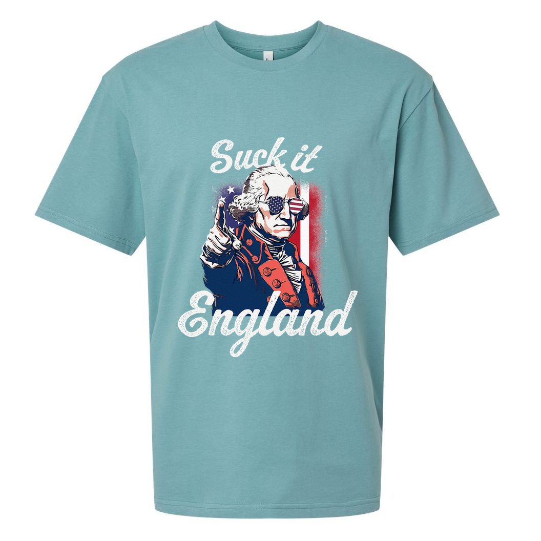 Suck It England Funny George Washington USA Flag 4th of July Sueded Cloud Jersey T-Shirt