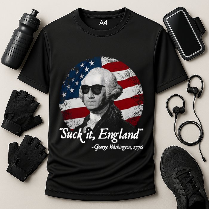 Suck It England Funny 4th Of July George Washington 1776 Cooling Performance Crew T-Shirt