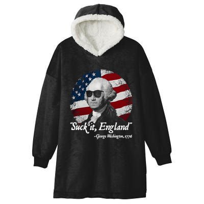 Suck It England Funny 4th Of July George Washington 1776 Hooded Wearable Blanket